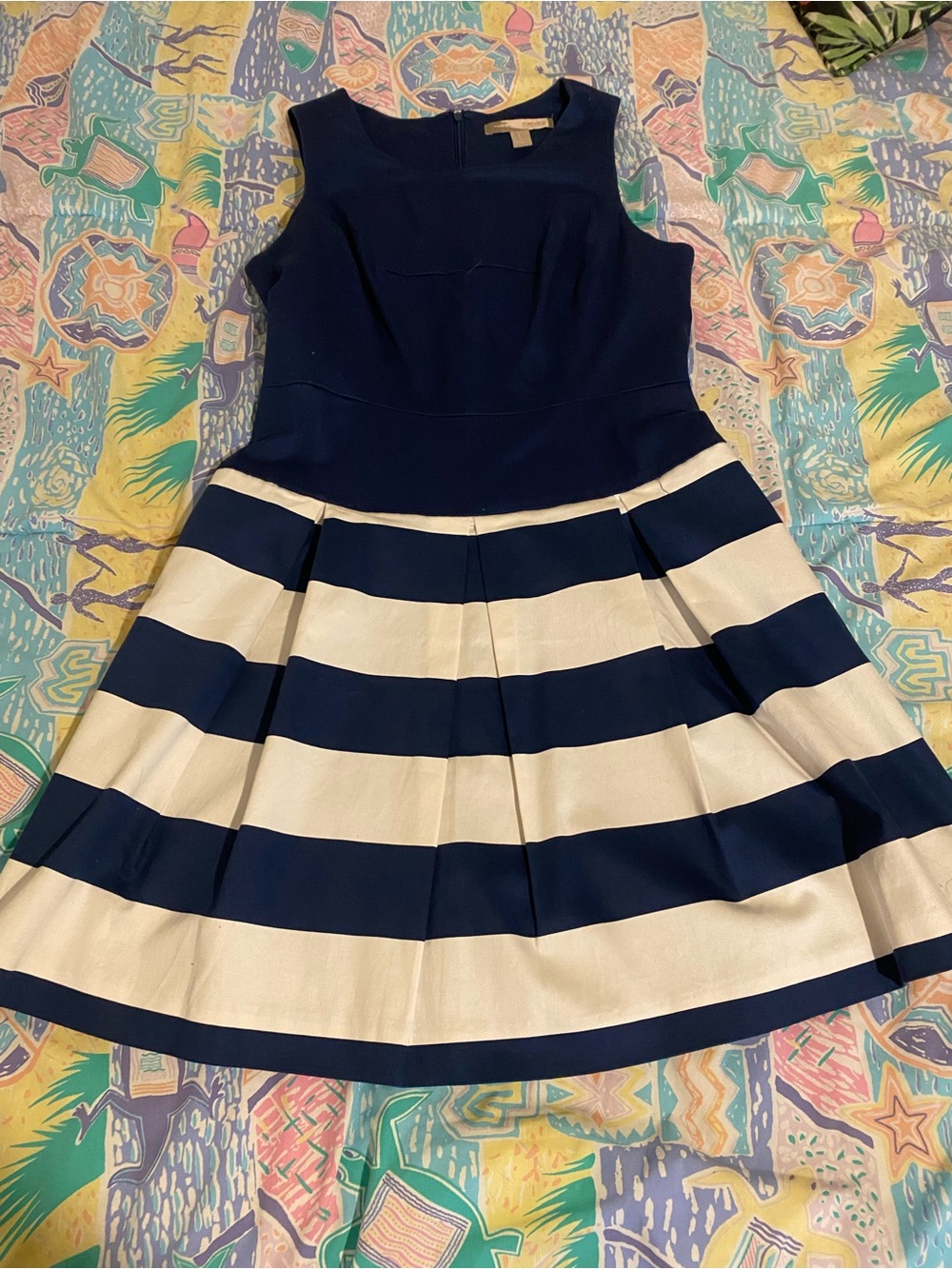 Forever 21 Navy and White Striped Sleeveless Party Dress